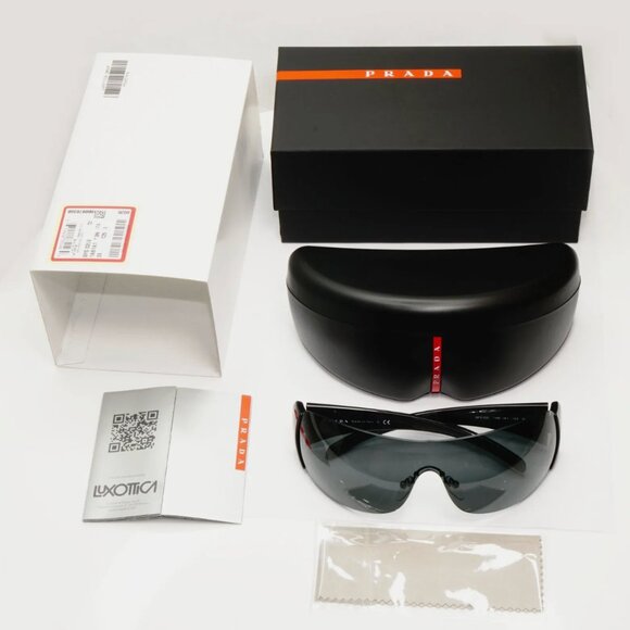 Prada Black Sunglasses Shield Men's Sport Design - Picture 2 of 6